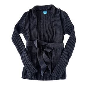 Vintage Y2K Rave Brown & Gold Metallic Ribbed Duster Cardigan | M